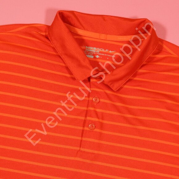 Nike Other - Nike Golf Standard Fit Dri-Fit Icon Stripe Polo Shirt in Red / Orange Size Large